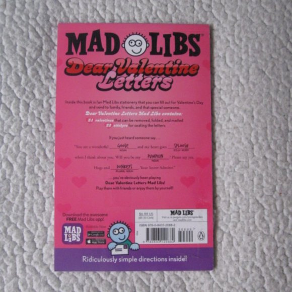 5/$20 Mad Libs Dear Valentine Letters - Picture 2 of 2
